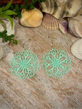 Mint Filigree Drop Earrings - Women Jewelry